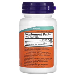 Now Foods – Zinc 50mg 100 Tabletas.