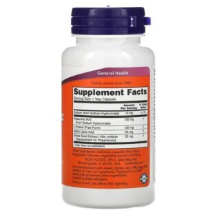 Acido Hialuronico 100 mg 60 Caps – Now Foods