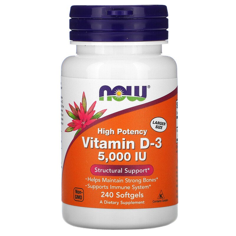 NOW Foods – Vitamina D3 5,000 IU 240 Cápsulas.
