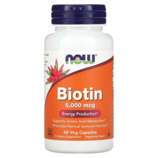 Now Foods – Biotin 5000mcg 60vegcaps Biotina