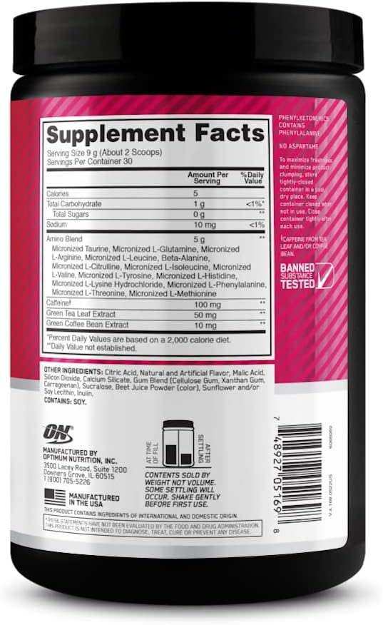 Optimum Nutrition - Amino Energy 30serv. Aminoacidos con Energizantes