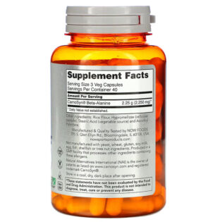Now Foods – Beta Alanine 750mg 120vegcaps Beta Alanina