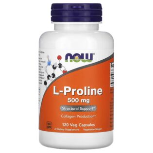 Now Foods – L-Proline 500mg 120Vegcaps Prolina Síntesis Proteína y Colágeno