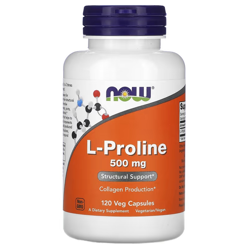 Now Foods - L-Proline 500mg 120Vegcaps Prolina Síntesis Proteína y Colágeno