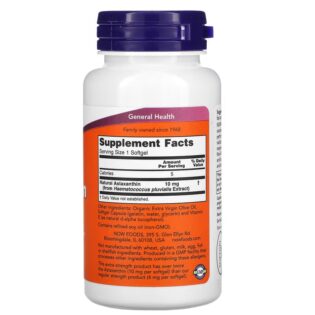 Now Foods – Astaxanthin Extra Strength 10mg 60Softgels Carotenoide Natural