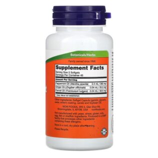 Now Foods – Peppermint Gels 90Softgels Aceite de Menta Refuerzo Digestivo