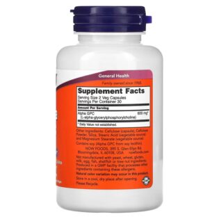 Now Foods – Alpha GPC 300mg 60VegCaps Refuerzo Cognitivo Colina