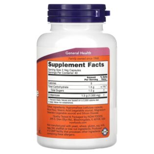 Now Foods – D-Mannose 500mg 120vegcaps Soporte al sistema Urinario