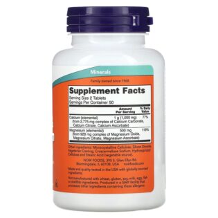 Now Foods – Calcium & Magnesium 100 Tablets Calcio Con Magnesio