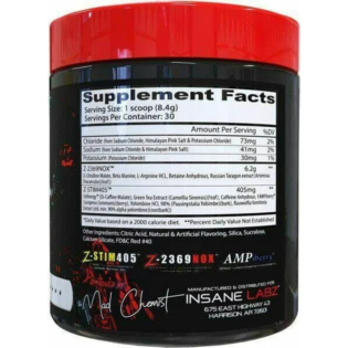 Insane Labz – Psychotic War Zombie 30serv. Pre Entrenamiento Oxido Nitrico