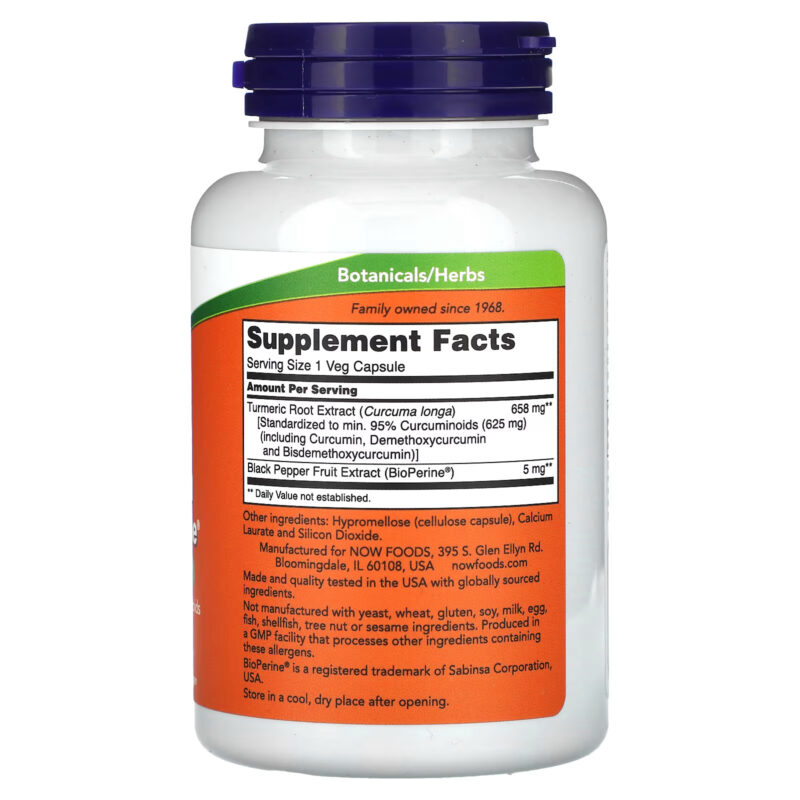 Now Foods - Tumeric Curcumin With Bioperine 90vegcaps 95% de curcuminoides